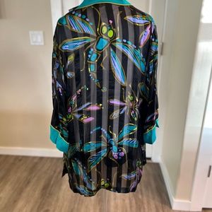 Wearable Art by Bob Mackie black silk dragonfly kimono